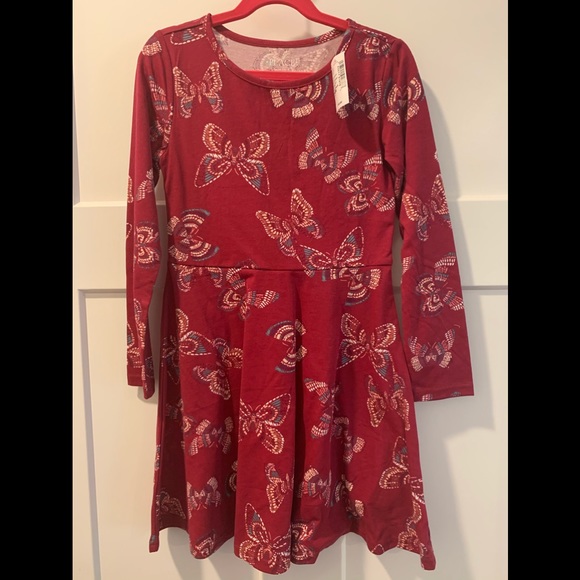 **Girls - burgundy dress with butterflies!**